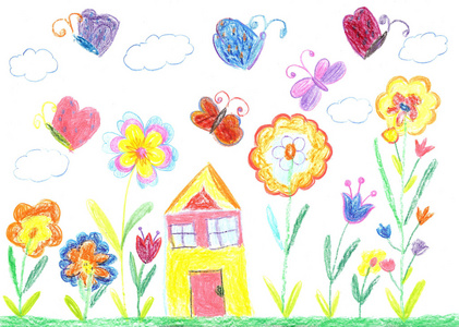 房子简笔彩色画图片