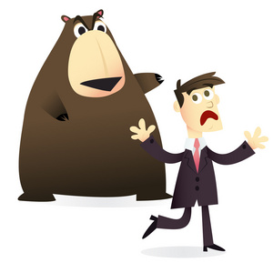 萧条害怕的熊市的卡通业务人插画