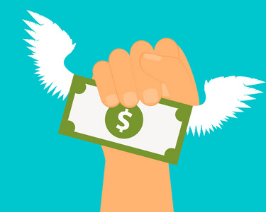 符号人持有俄罗斯货币快乐成功的女商人持有货币美元票据在手抬头年轻