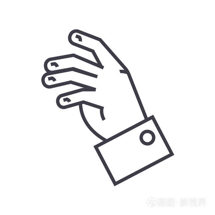 放松手矢量线图标, 标志, 插图背景,可编辑笔触插画-正版商用图片0c3
