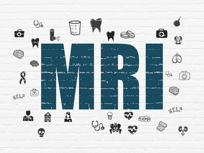 卫生保健概念 mri 检查在背景墙上