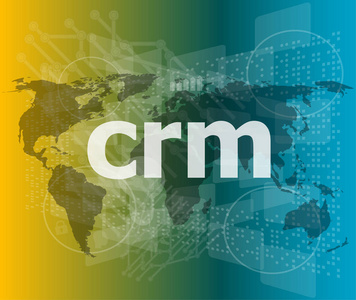 crm 字背景触摸屏与透明按钮。现代互联网的概念