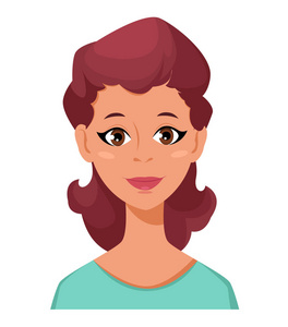 面对表达的女人 — — 中性,冷静.女性的情感.有吸引力的卡通人物.