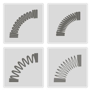 一套与弹簧的单色图标