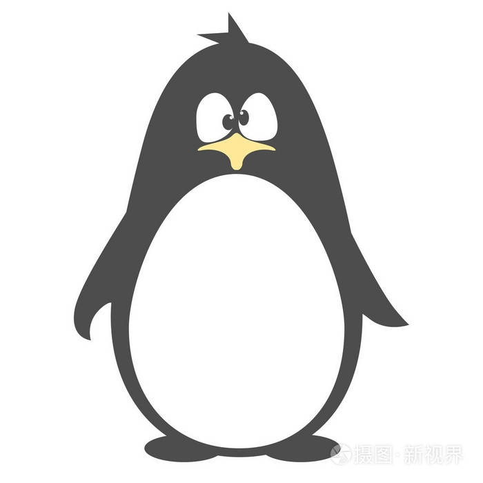 孤立在蓝色背景上的抽象可爱生气卡通pinguin有趣的矢量企鹅形象