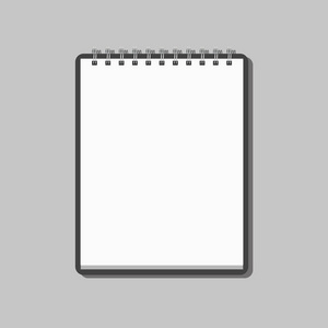 灰色的背景上孤立的空白现实螺旋记事本笔记本照片