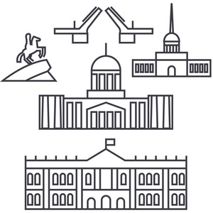 俄罗斯图标圣彼得堡,俄罗斯矢量线图标 标志 插图背景,可编辑笔触照片