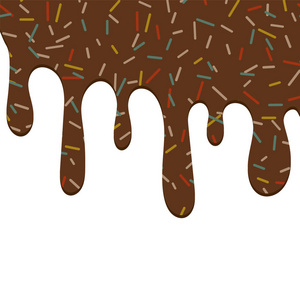 在白色背景上孤立的甜甜圈纹理的巧克力流