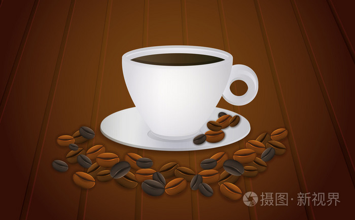 杯咖啡和咖啡豆