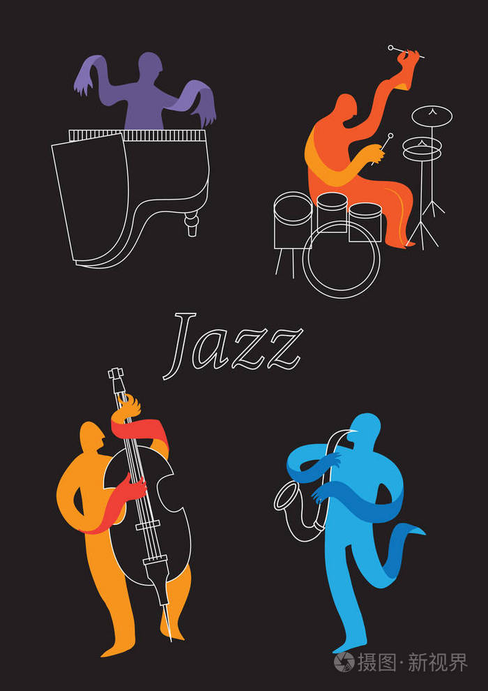 jazz_5 创意概念音乐节日矢量.乐队演奏乐器