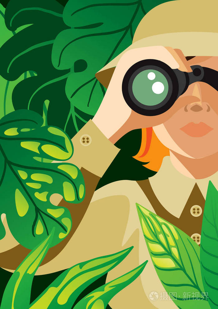 通过双筒望远镜插画-正版商用图片0c50am-摄图新视界