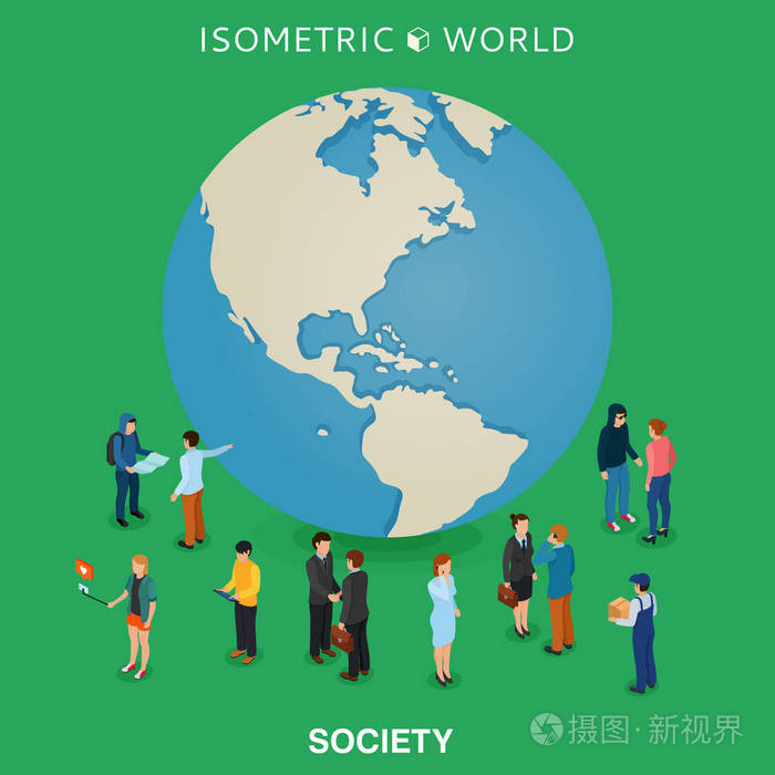 是全球国际化全球化平 3d web 等距分布图概念矢量.