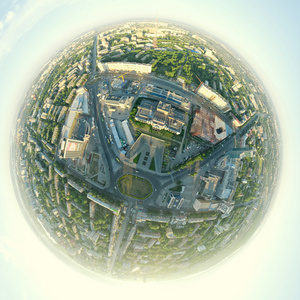 空中城市景观小星球模式