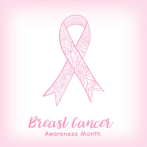 乳房癌意识月装饰粉红丝带。股票行