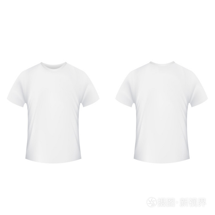 空白t 恤模板.正面和背面在白色的背景上