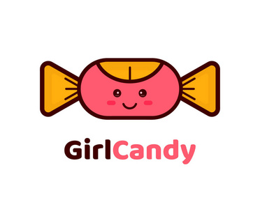 女孩糖果 logo 设计创意理念.矢量照片