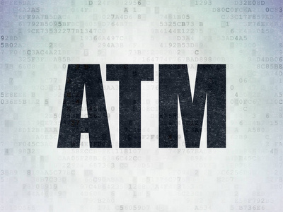 银行概念 Atm 数字数据纸张背景上