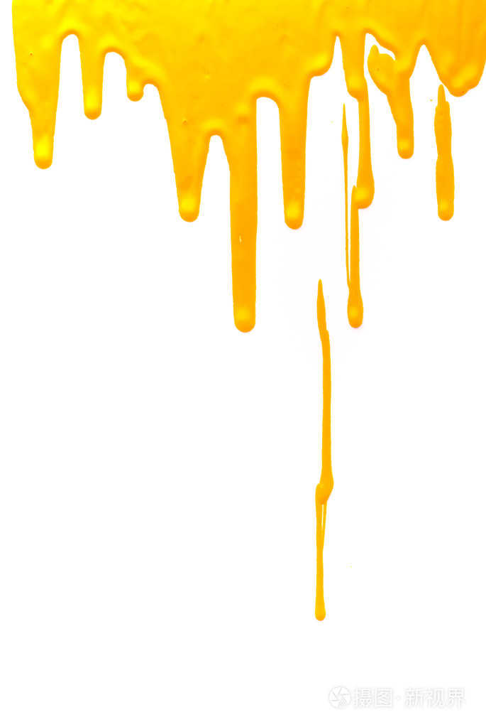 黄色油漆泼在白色背景上
