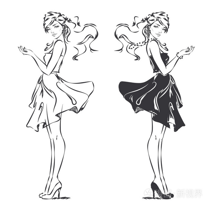 穿裙子的女孩插画-正版商用图片0c5vh0-摄图新视界