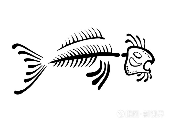 黑色的鱼骨头矢量图