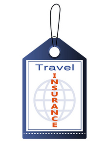 旅游保险标签上白色孤立图片