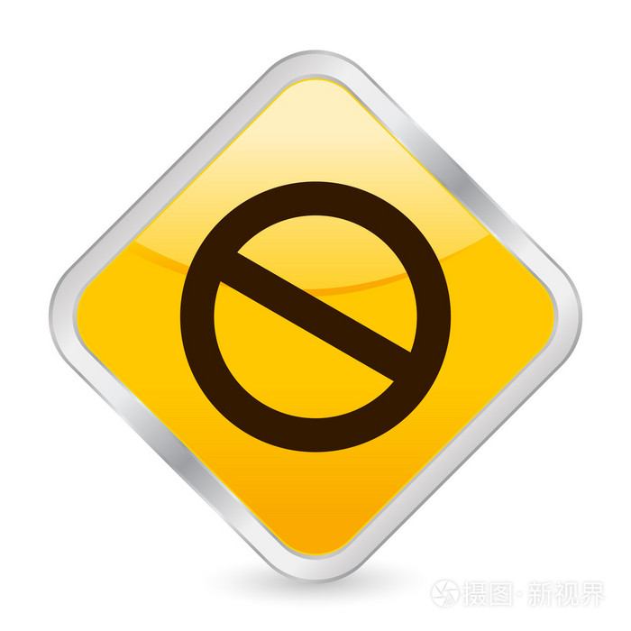 禁止标志黄色方形图标