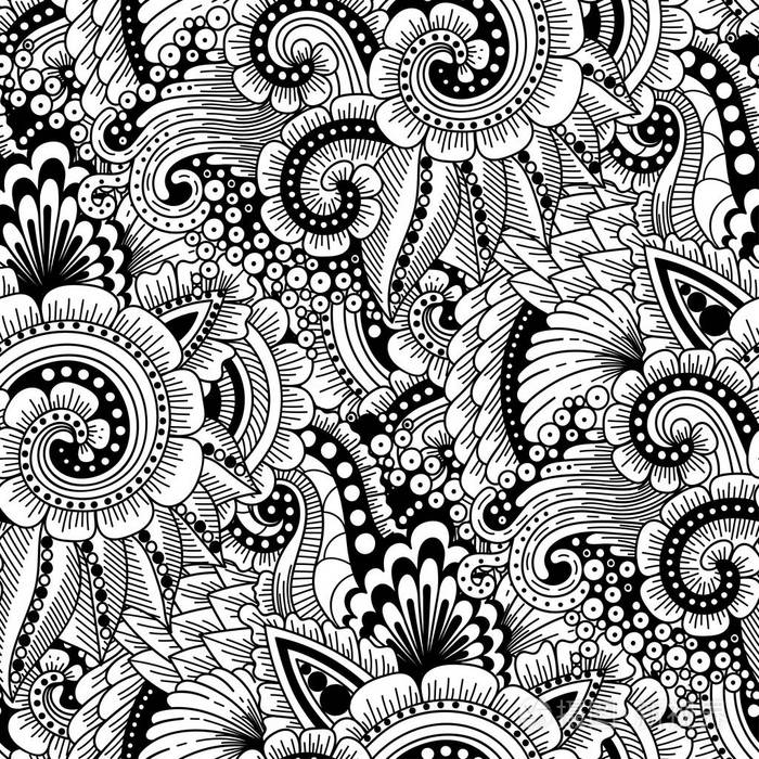 无缝观赏民族涂鸦黑白相间的花纹