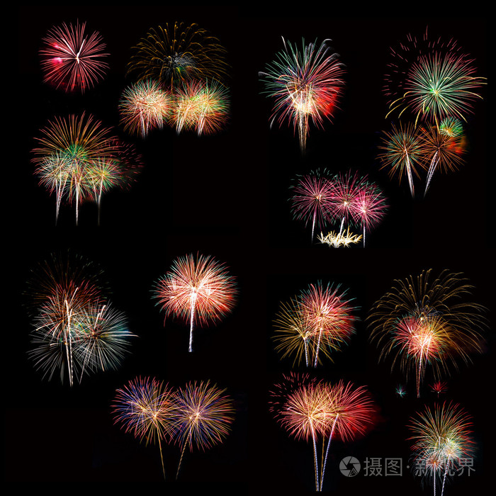 五彩缤纷的烟花灯一套