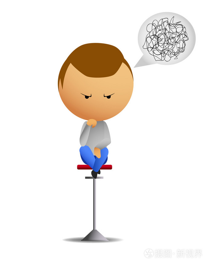 坐在高椅子上思考的人插画-正版商用图片0c6n9i-摄图新视界