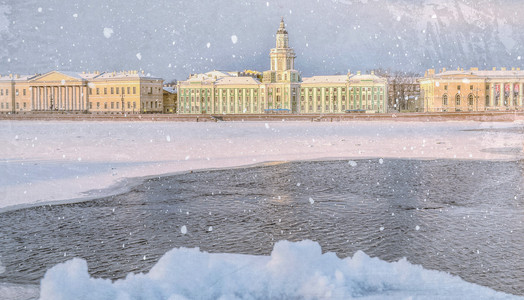 冬天，雪中圣 Petersburgh