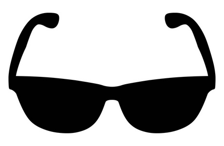 在白色的背景下，矢量图的黑色眼镜
