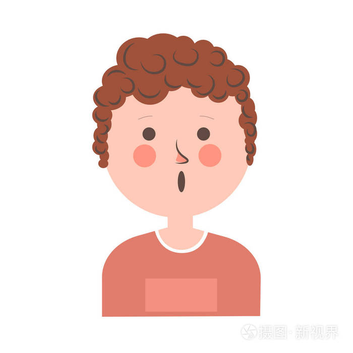 受惊的男孩与卷发画像