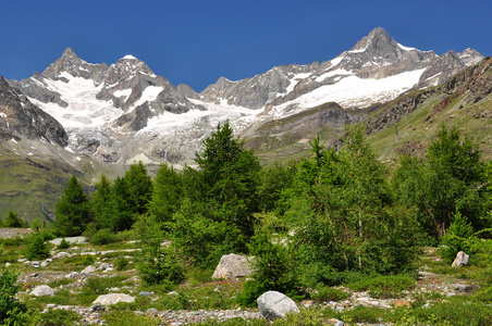奥伯 gabelhorn瑞士的阿尔卑斯山