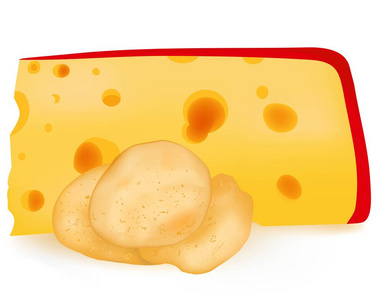 芯片与奶酪的味道，矢量食物，一片奶酪插图，吃脆皮