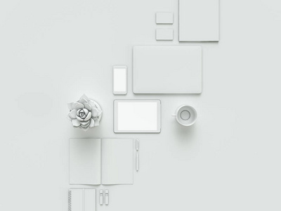 白色电脑背景设计创意办公空间