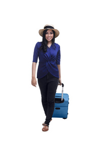 亚洲女人携带的手提箱