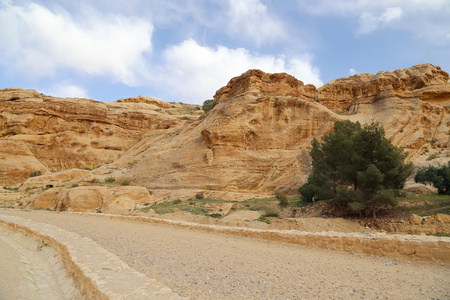 佩特拉，Jordan，中东地区的山。佩特拉自 1985 年以来一直教科文组织世界遗产站点