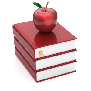 空白的书红苹果索引空白教科书叠加图标