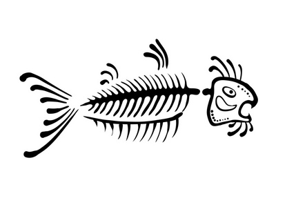 黑色的鱼骨头,矢量图插画