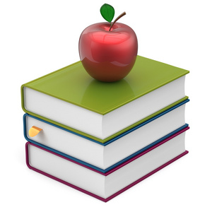 书多色堆栈教科书苹果红色教育图标