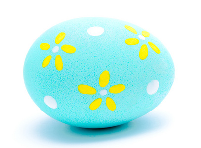 手绘绿松石孤立的复活节彩蛋