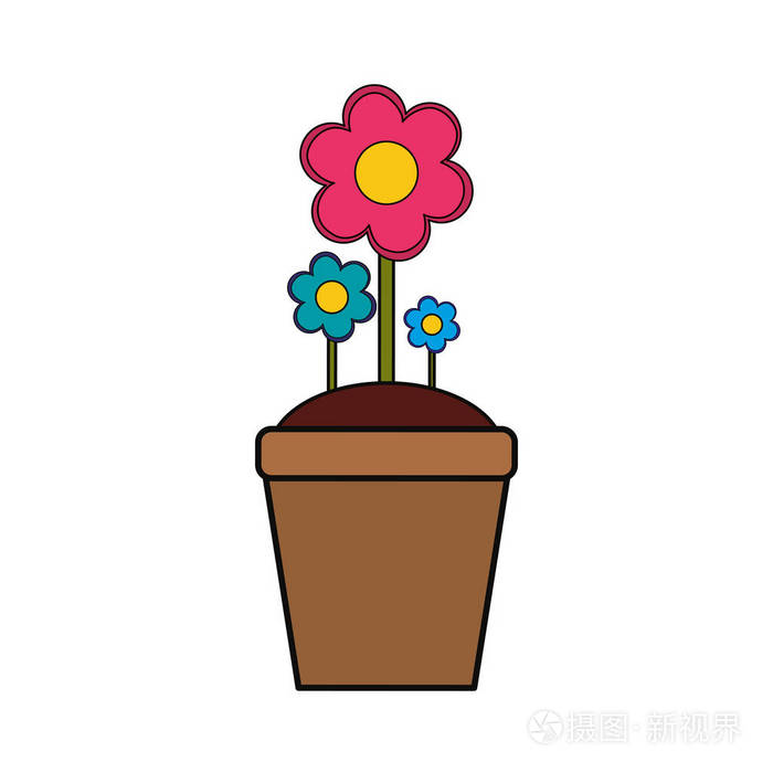 美丽的花盆图标矢量插画图形设计