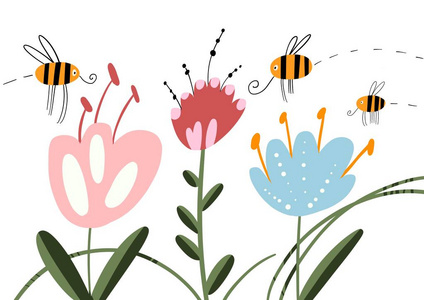 花朵与蜜蜂图片