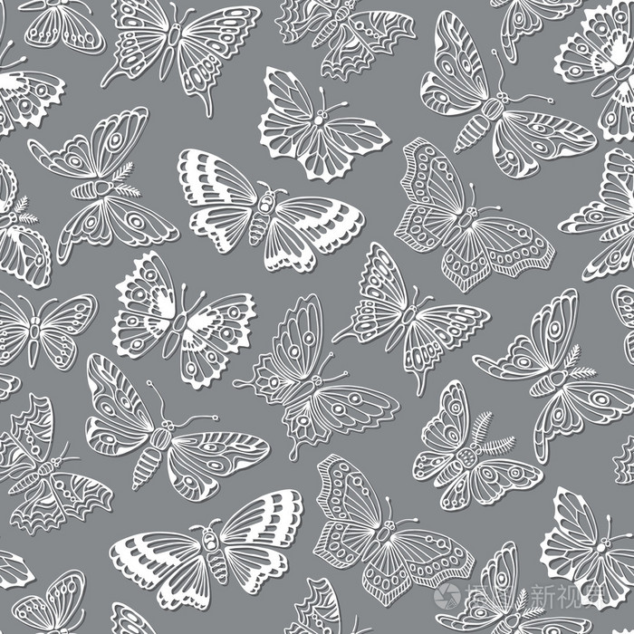 无缝图案与装饰蝴蝶