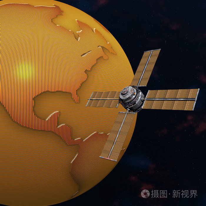 地球在空间轨道上运行的卫星sputnik