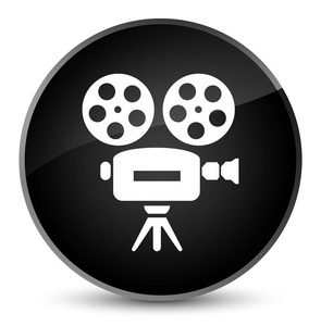 视频摄像机图标优雅黑色圆形按钮