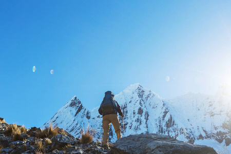 徒步旅行在科迪勒拉山系的场景