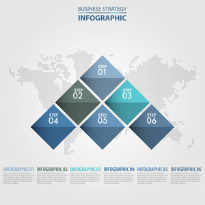 业务信息图表 6 步骤战略设计元素模板