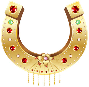 金马蹄装饰着宝石和花