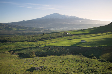 乡村景观和火山埃特纳火山